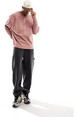 ASOS Oversized quarter zip sweatshirt with pocket in clay red