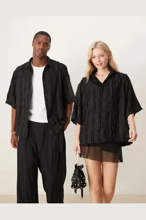 Sister Jane Unisex textured stripeboxy shirt in