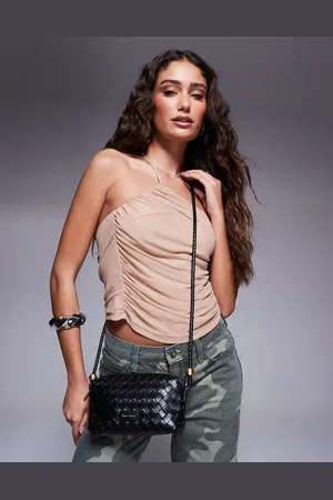 River Island Weave crossbody bag in
