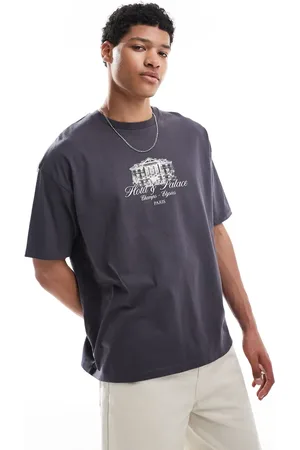 ASOS Oversized t-shirt with city graphic in charcoal