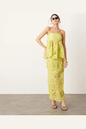 ASOS Floral cornelli column midi skirt co-ord in lime