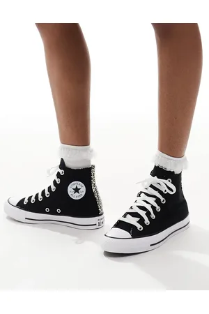 Converse Chuck Taylor All Star Hi trainers in with leopard print trim