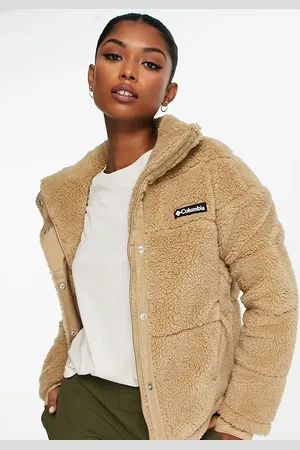 Columbia Lodge padded sherpa jacket in beige Exclusive at ASOS