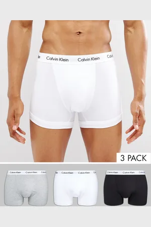 Calvin Klein Cotton Stretch 3-pack trunks in black, white and grey