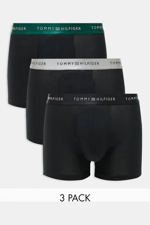Tommy Hilfiger Signature Essential 3 pack trunk in with green/grey/ waistbands