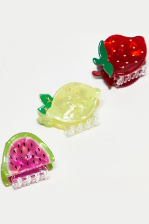 Accessorize 3 pack mini fruit hair clips in