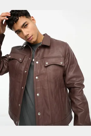 Bolongaro Western leather jacket with double pocket in dark