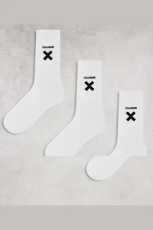 COLLUSION Unisex X logo sock 3 pack in