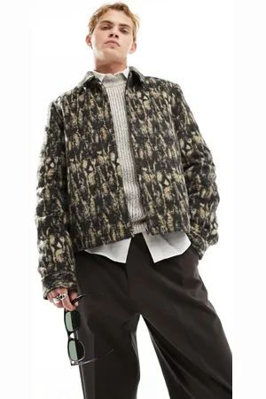 ASOS Wool look harrington jacket in leopard print