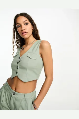 Bershka Tailored waistcoat co-ord in sage