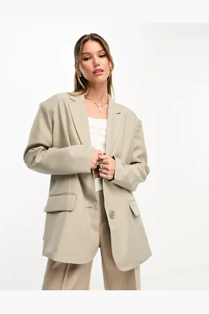 VERO MODA Oversized tailored dad blazer in stone