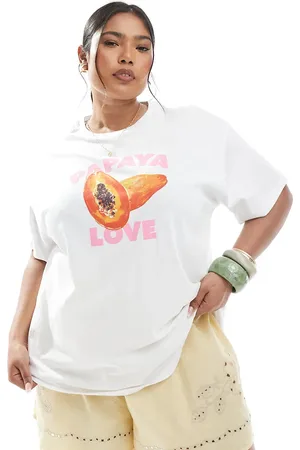 Pieces® Pieces Curve oversized t-shirt with papaya love graphic in