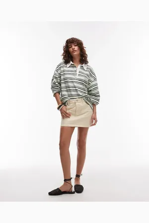 Topshop Denim mini pelmet skirt in buttermilk