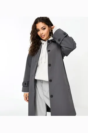 ASOS ASOS DESIGN Petite short belted top collar trench coat in