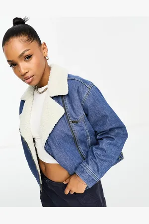 Lee Sherpa denim biker jacket in