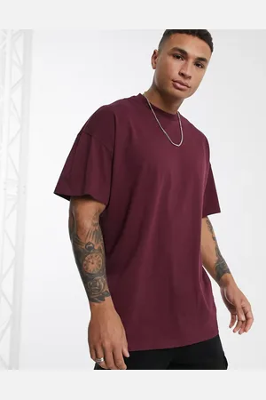 ASOS Oversized t-shirt with crew neck in burgundy