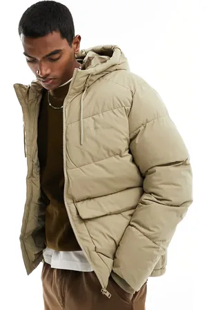 JACK & JONES Puffer jacket with hood in beige