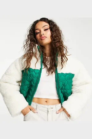 ASOS ASOS DESIGN Petite heart quilted puffer borg jacket in