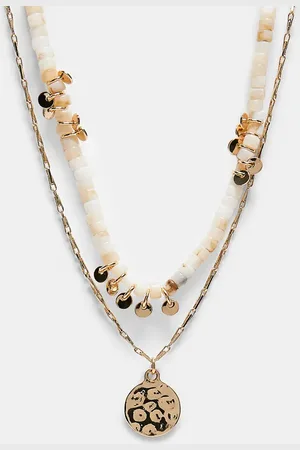 ASOS Pack of 2 necklaces with bead and disc detail in tone