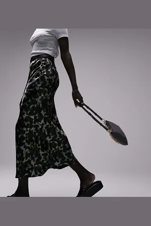 Topshop Bias midi non animal print skirt in