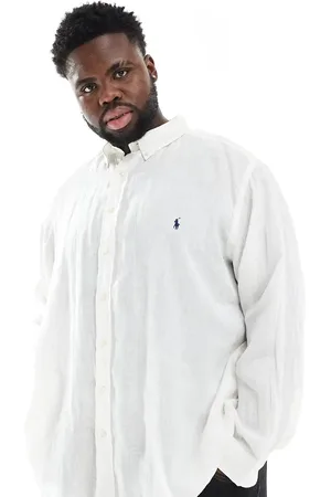 Ralph Lauren Big & Tall icon logo linen shirt classic oversized fit in