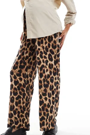 Mama;licious Mamalicious Maternity wide leg under the bump trousers in leopard print