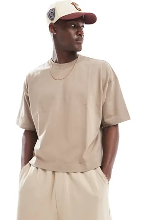ASOS Heavyweight oversized cropped t-shirt 240gsm in stone