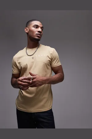 Tommy Hilfiger Linear logo t-shirt in tan
