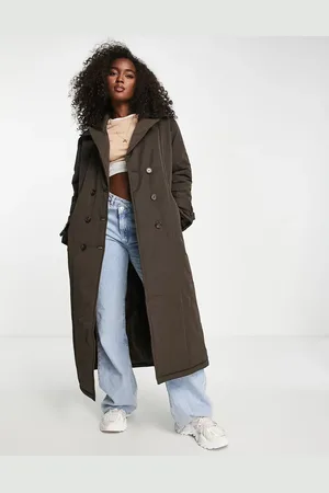 Urban Code Urban Code padded trench coat in chocolate