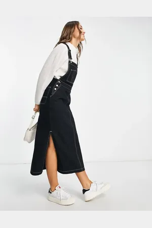 ASOS Dungaree dress in with contrast stitch