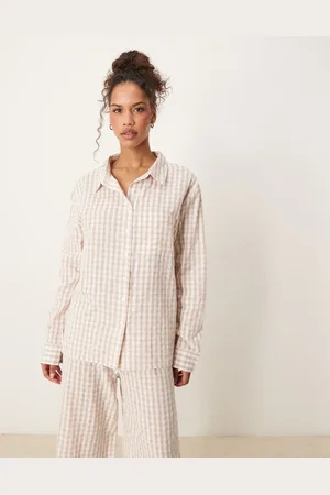 Luna Oversized pyjama shirt co-ord in beige