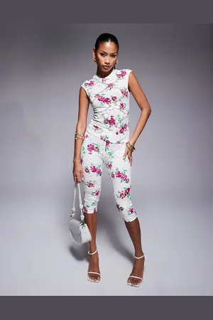 AFRM Mesh capri trousers co-ord in rose floral