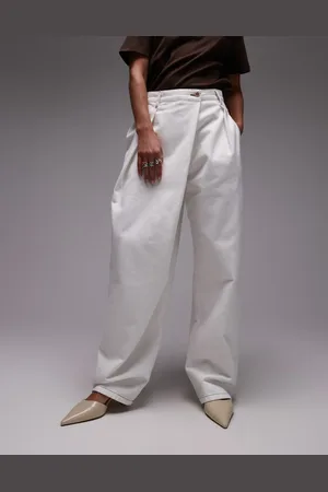 ASOS Denim wrap detail wide leg jean in ecru