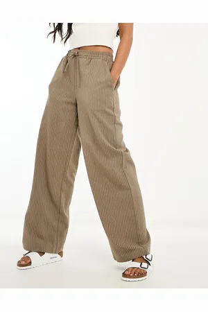 ASOS Pull on trouser in taupe stripe