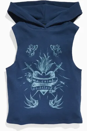 ASOS PRIDE genderless hooded vest in dark rib with chest print