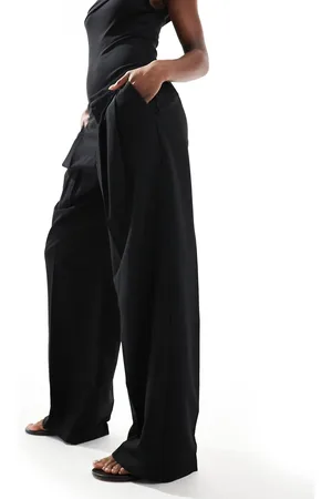 Pull&Bear Pleated wide leg tailored trouser co-ord in