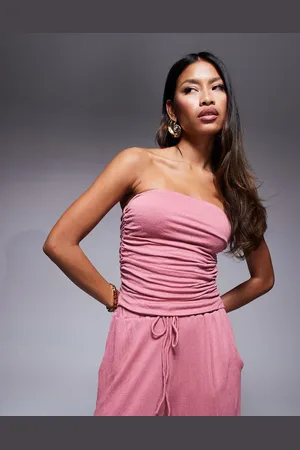 ASOS Co-ord crinkle bandeau top in dusty rose