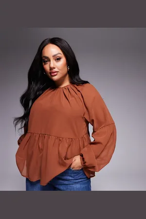 ASOS ASOS DESIGN Curve long sleeve floaty smock top in