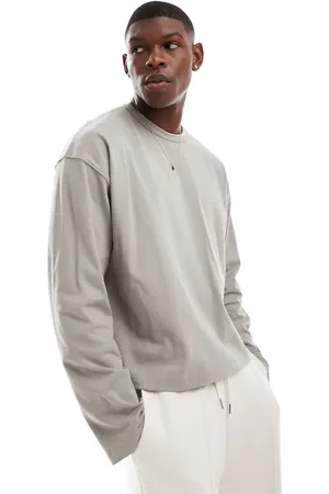 ASOS Heavyweight oversized boxy long sleeve t-shirt 240gsm in khaki