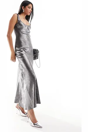 ASOS Scoop neck midi satin slip dress in