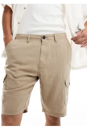 Threadbare Cargo linen shorts in stone