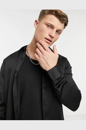 New Look Long sleeve satin shirt in