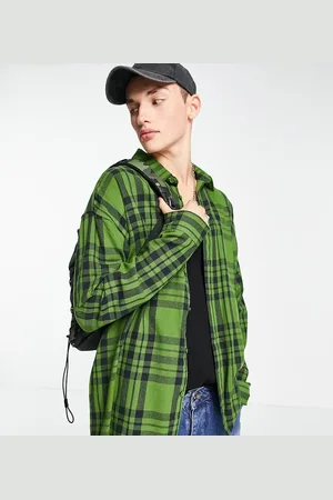 COLLUSION Oversized check shirt in green