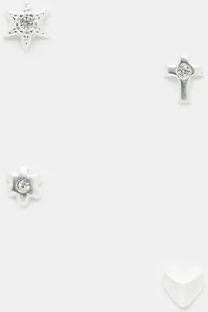 Bloom and Bay Bloom & Bay sterling 4 pack of stud earrings in star, flower, cross and heart
