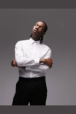 Topman Long sleeve slim formal shirt in