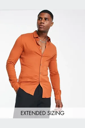 ASOS Skinny viscose shirt in rust