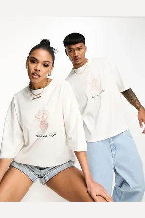 ASOS Unisex oversized license t-shirt with Van Gogh prints in ecru - STONE