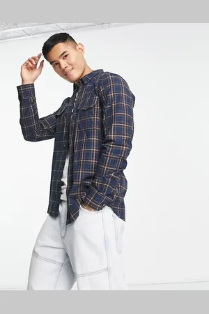 French Connection Long sleeve 2 pocket check flannel shirt in
