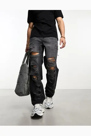 ASOS Baggy jeans with shredded detail in