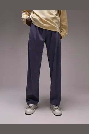 Topman Straight leg pintuck jogger in dark blue